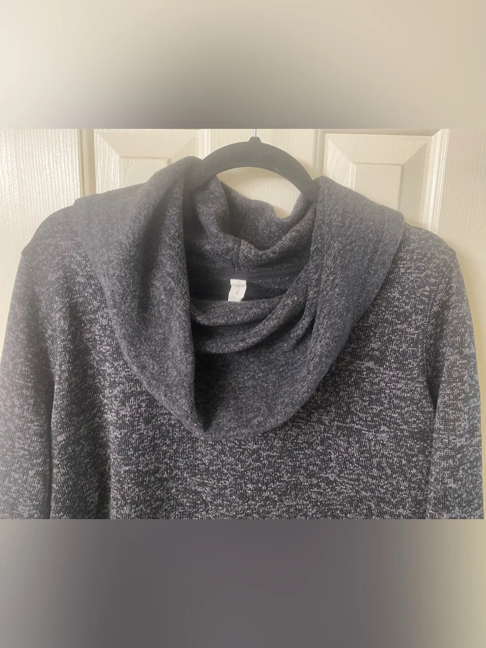 Ideology Charcoal Gray & Black Heather Cowl Neck Fleece Sweater Top Size 1X